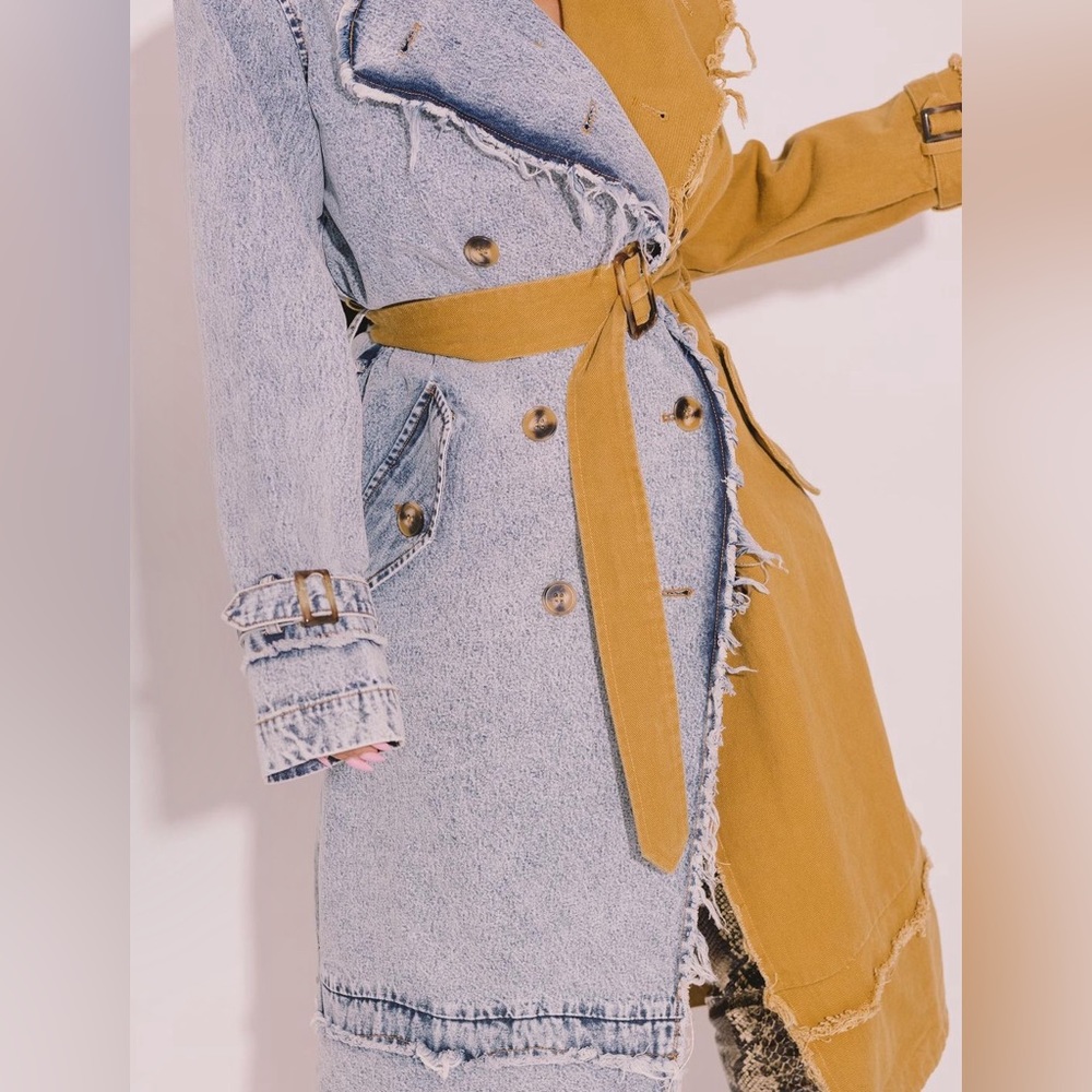 Denim and Mustard Trench Coat. Never Worn, Still with tags. - Picture 2 of 7